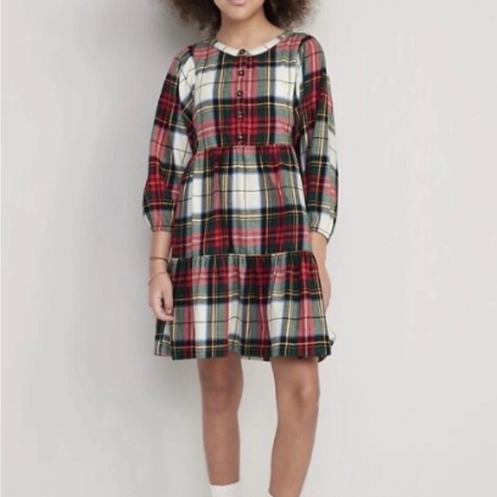 Old navy girls plaid dress NeT size L 10-12
